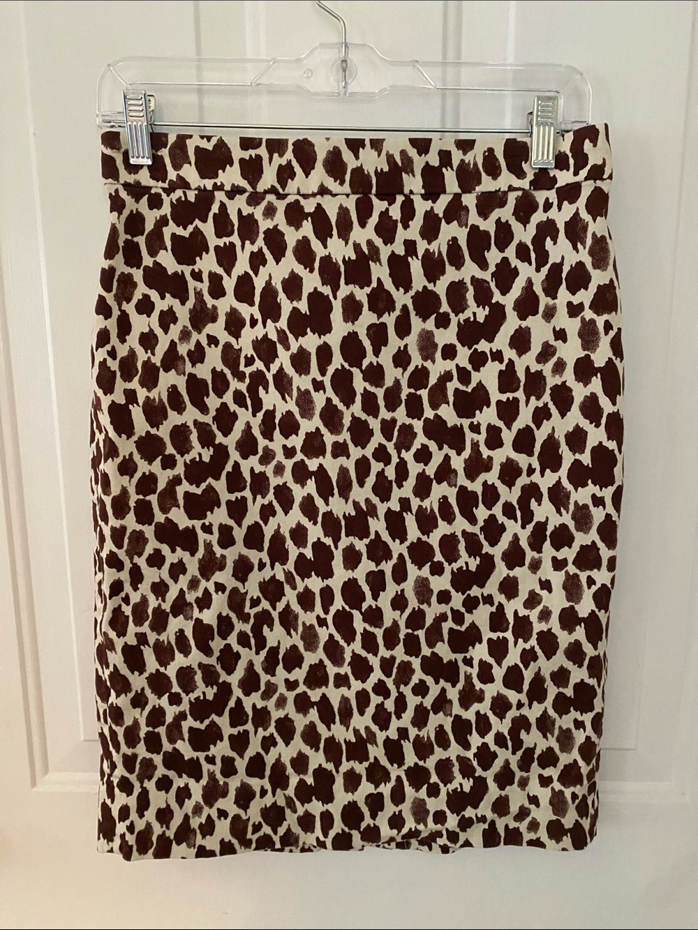 J. Crew Brown and Cream Animal Print Pencil Skirt